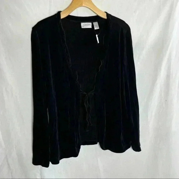Chicos black cardigan Longsleeve black sheer - Picture 3 of 6